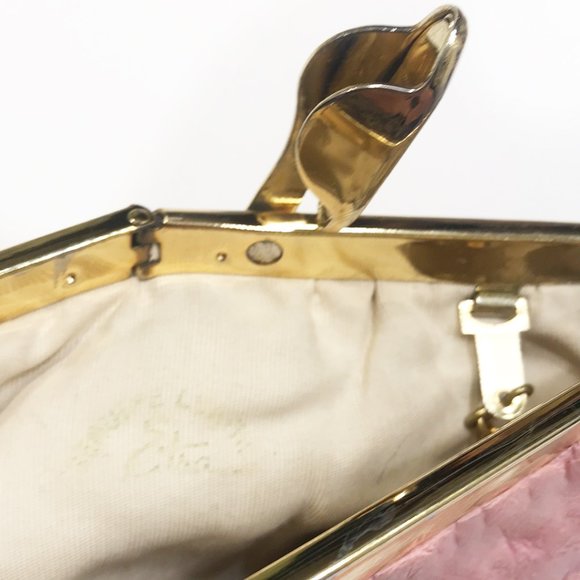 Vintage Etra 1960's Pink Genuine Pebbled Leather Clutch - Picture 9 of 12